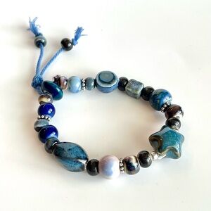 Ocean Blue and Silver Beaded Bracelet